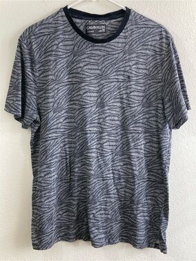 Calvin Klein Liquid Touch Men's T-Shirt Size M Gray Black Leaf Print
